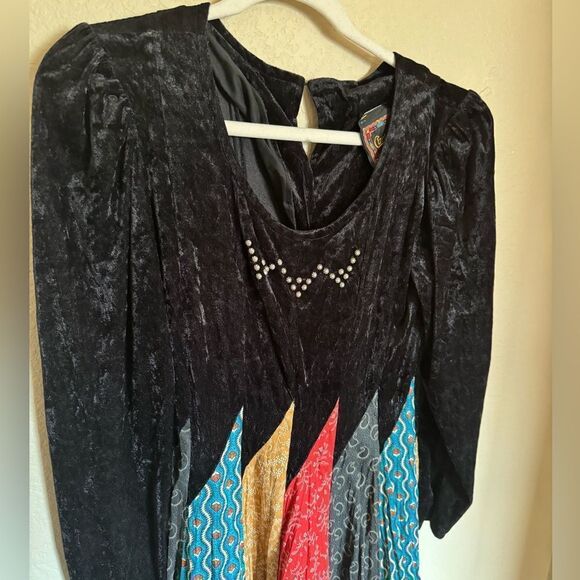 Vintage Circle T Western Velour Patchwork Maxi Dress Sz S Circus‎ Witchy Peasant - Picture 2 of 8